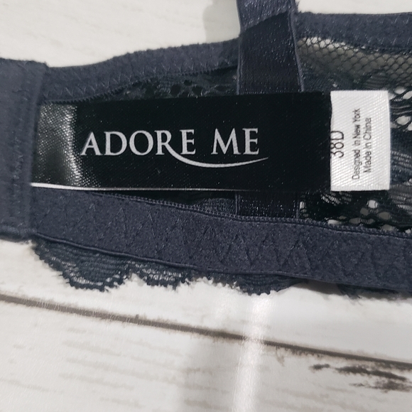 Adore Me Eve Push Up Plunge Bra 38d Romantic Floral Daisies Sheer Mesh Blue - Picture 8 of 10